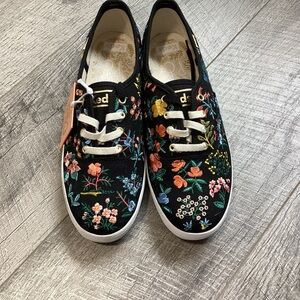Rifle Paper Co Keds Embroidered Floral Sneakers Size 7.5 NWT